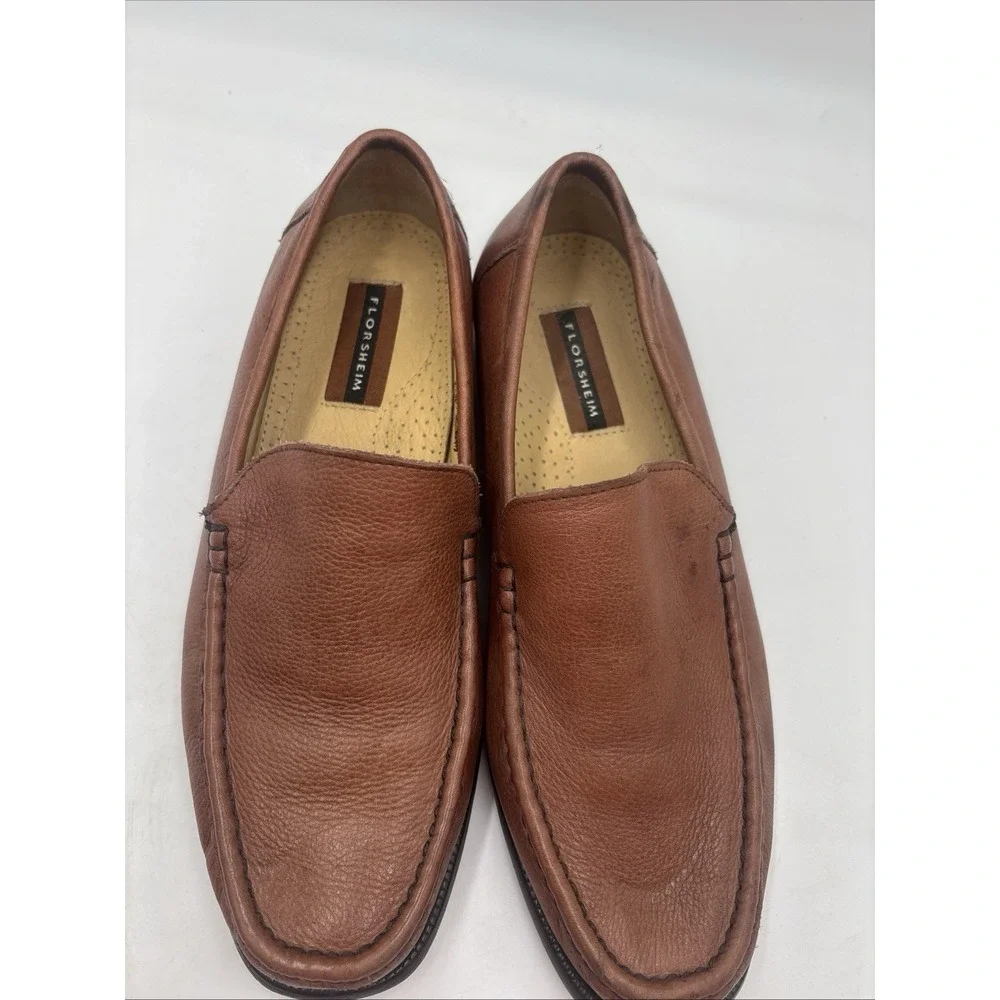 Florsheim Mens Leather Loafers Brown Slip-On Dress Shoes Size 9.5D